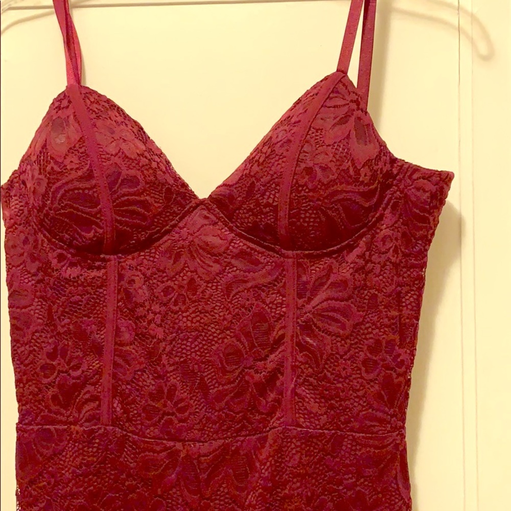 Burgundy lace FN Jumpsuit